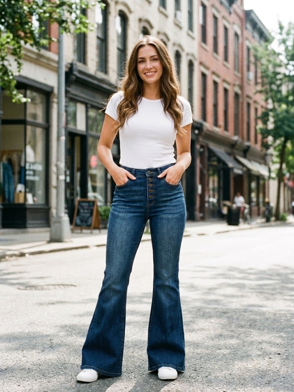 KDF High-Waisted Flare Jeans